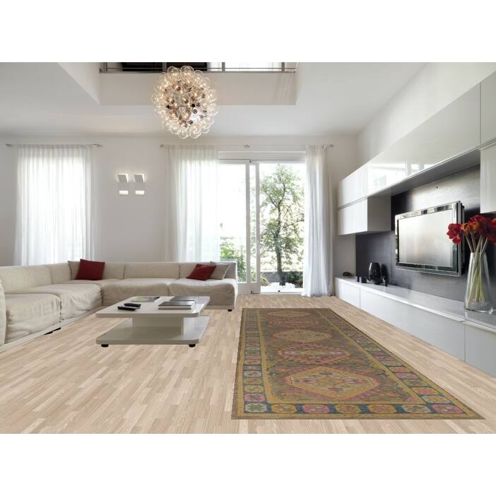 Hand Knotted Oriental 100% Wool Carpet Transitional All-Over Brown Oushak Area Rug - 20' 1'' X 5' 11''