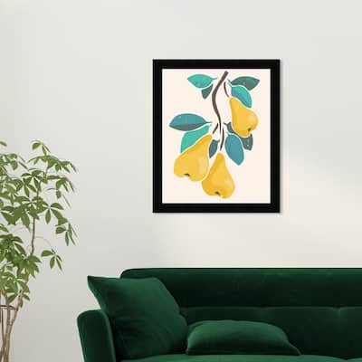 Wynwood Studio Prints Food and Cuisine Cute Pears Yellow and Wall Art Canvas Print