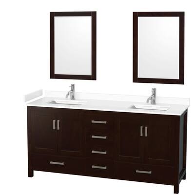Wyndham Collection Sheffield 72" Double Bathroom Vanity, Carrara