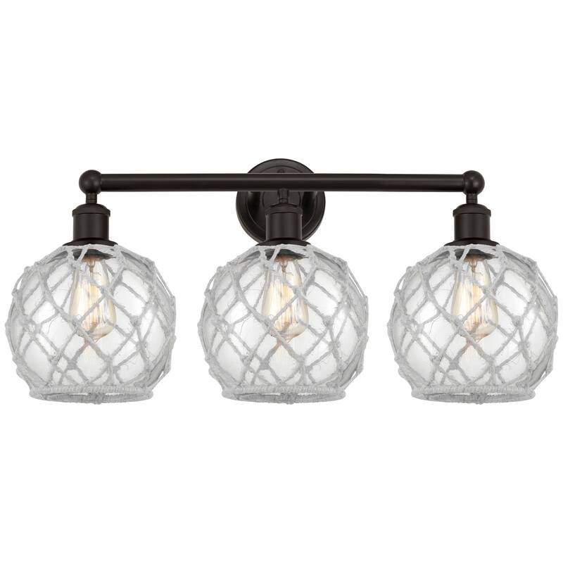 Innovations Lighting 616-3W-13-26 Farmhouse Rope Vanity Farmhouse Rope - Oil Rubbed Bronze / Clear Glass with White Rope