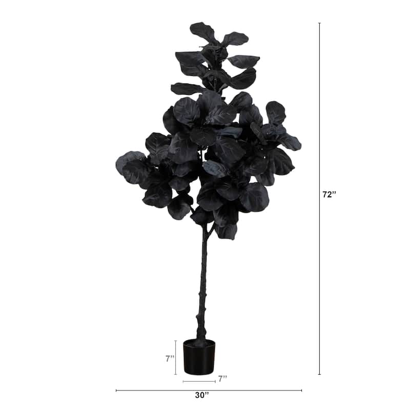 6-ft Artificial Halloween Black Fiddle Leaf Tree