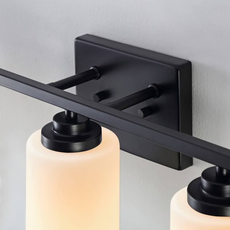 KAWOTI Rive 5-Light Modern Bathroom Vanity Light Frosted White Glass