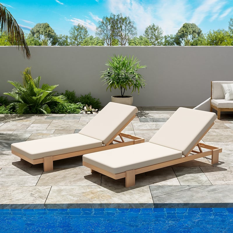 Christopher Knight Home - Iran Patio Acacia Wood Chaise Lounge Set Of 2