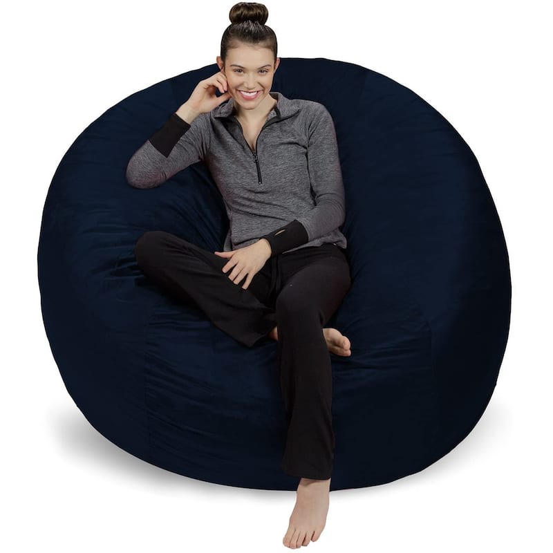 6-foot Memory Foam Bean Bag Chair - Navy