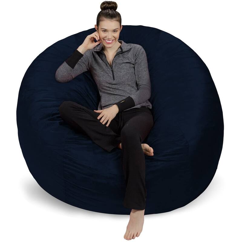 6-foot Memory Foam Bean Bag Chair - Navy