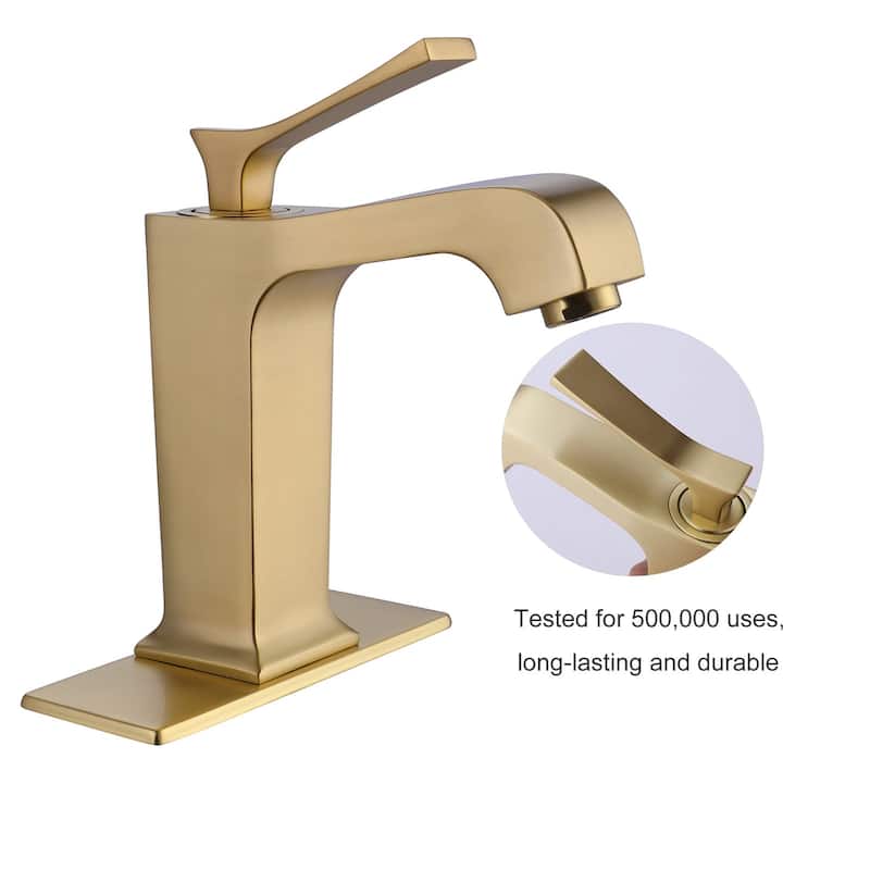 Single Handle Single Hole Bathroom Faucet With Deckplate Included In Brushed Gold