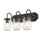 preview thumbnail 1 of 7, Gaines 19.3" 3-Light Farmhouse Industrial Iron Mason Jar LED Vanity, Oil Rubbed Bronze/Clear by JONATHAN Y - 3 Light