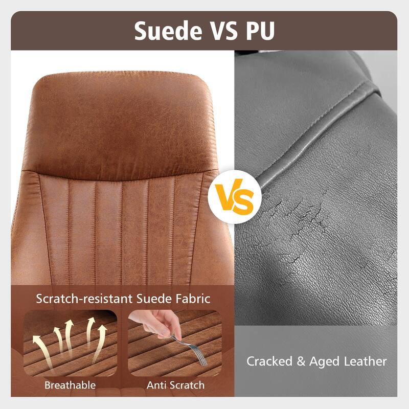 OVIOS Suede Fabric Ergonomic Office Chair High Back Lumbar Support