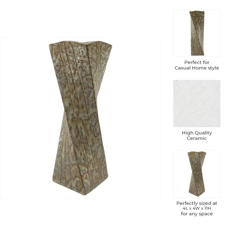 Stoneware Decorative Vase with Elegant Sculpted Design for Table Decor