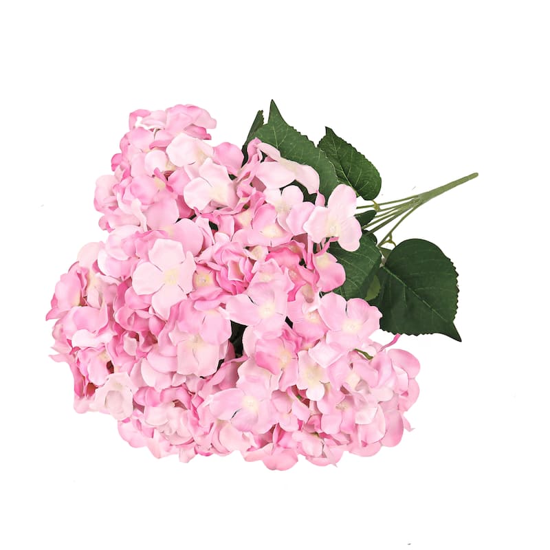 Set of 2 Deluxe Pink Artificial Hydrangea Flower Stem Bush Bouquet 20in - 20" L x 12" W x 12" DP