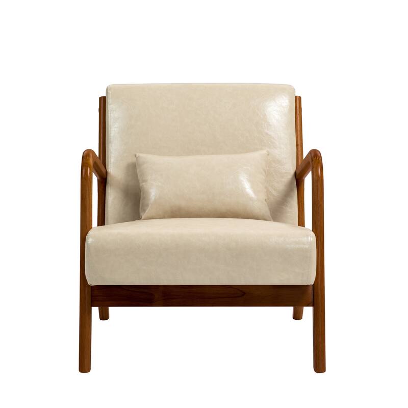 Mid Century Solid Wood Upholstered Accent Chair