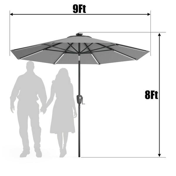 Shop 9 Ft Patio Solar Powered Umbrella With Led Light Overstock 31300392