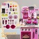 preview thumbnail 7 of 7, Qaba Play Kitchen, Kids Kitchen Playset, Toy Kitchen with Lights, Sounds, 33 Accessories, Interactive Playset for 3-6 Years
