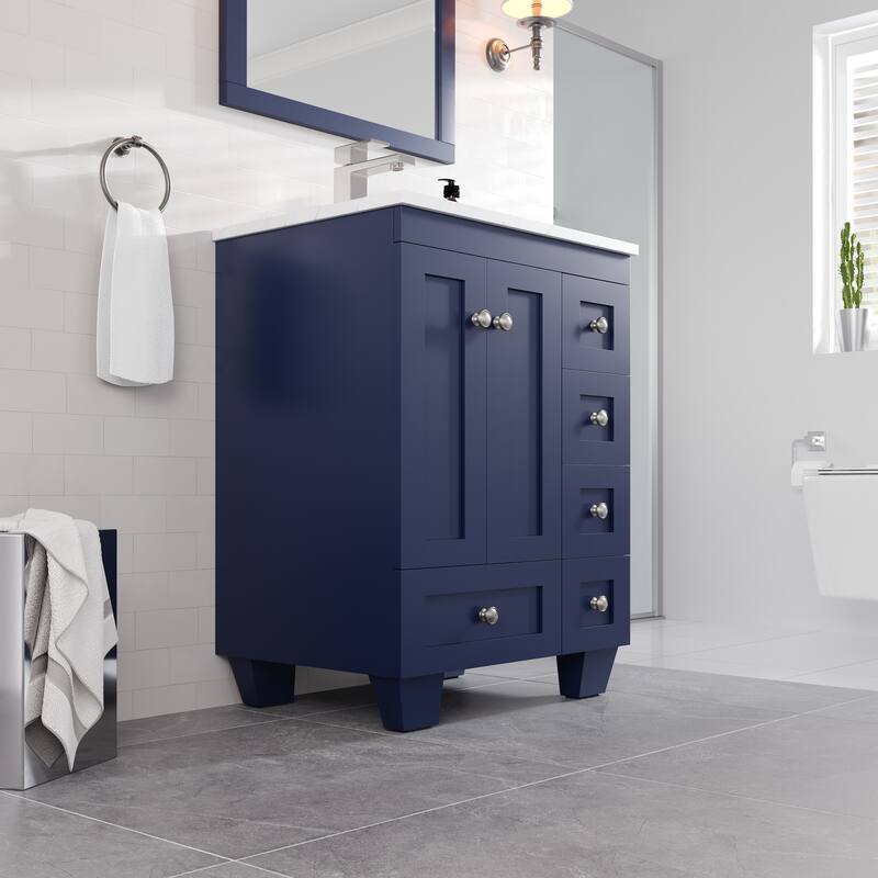 Eviva Acclaim 24"W Bath Vanity with Carrara Quartz Top & Undermount Sink