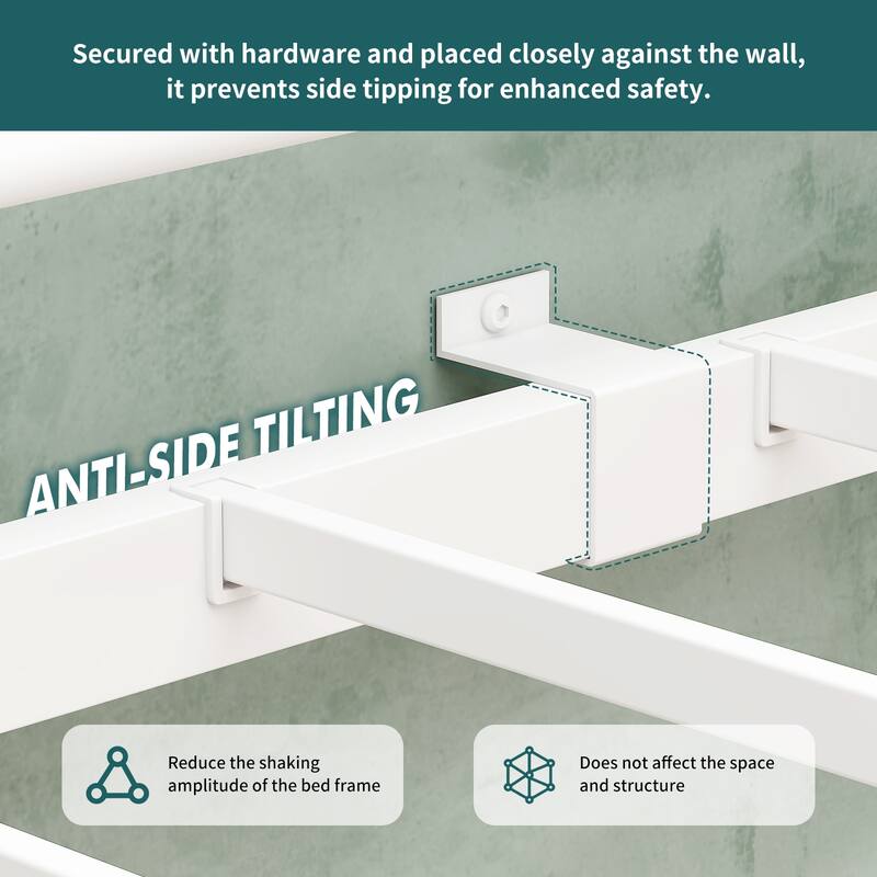 Bunk Bed Twin Over Twin, Metal Bunk Bed with Built-in Ladder and Safety Guardrail, Space-Saving Twin Bunk Beds