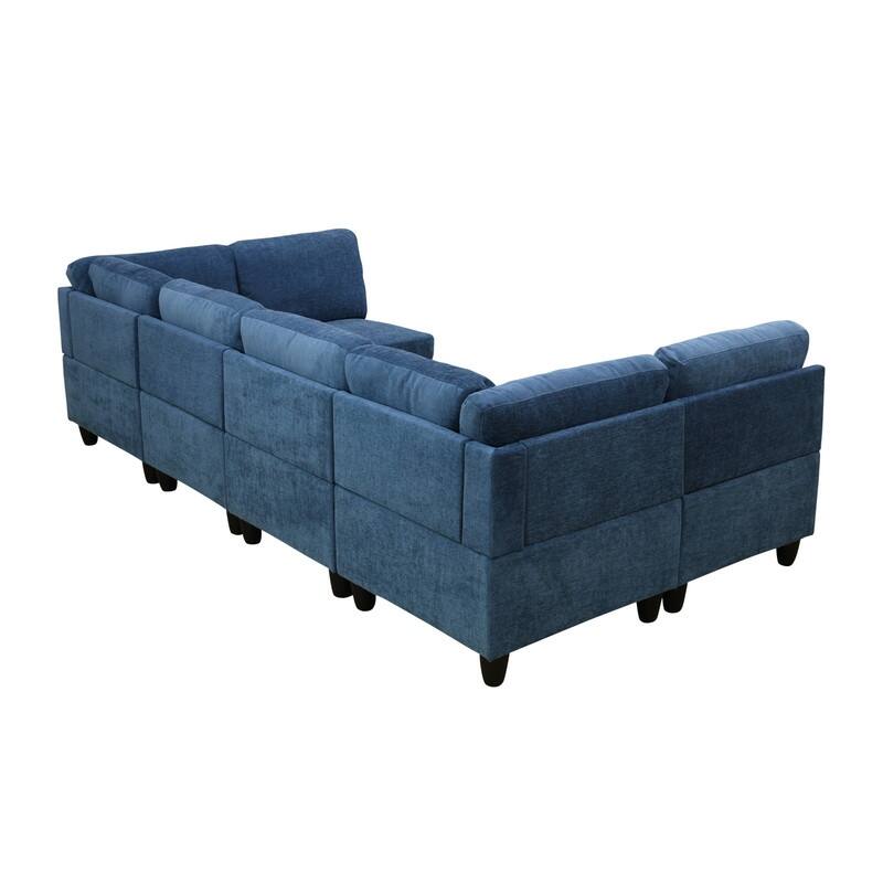 Elegant Modular Sofa Set with Solid Wood Frame and High-Density Foam