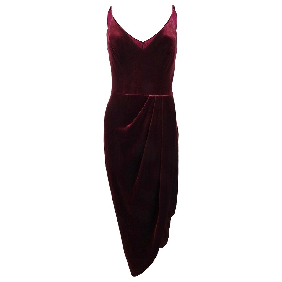 xscape velvet dress burgundy