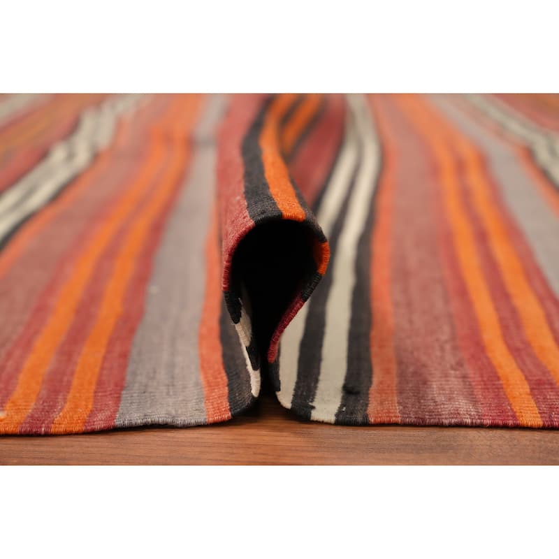 Hand Woven Oriental 100% Wool Carpet Southwestern Geometric Multi-Colored Kilim Area Rug - 7' 10'' X 5' 1''