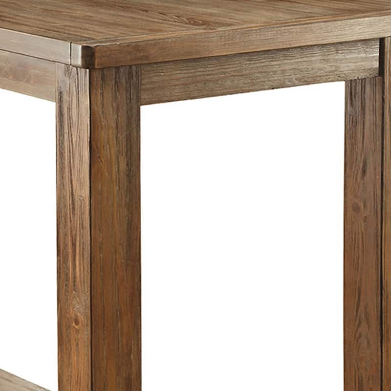 Wooden Top Bar Height Table with Thick Block Legs, Brown