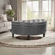preview thumbnail 26 of 46, Adeco Half Moon Tufted Storage Ottoman Bench Dark Grey Faux Leather