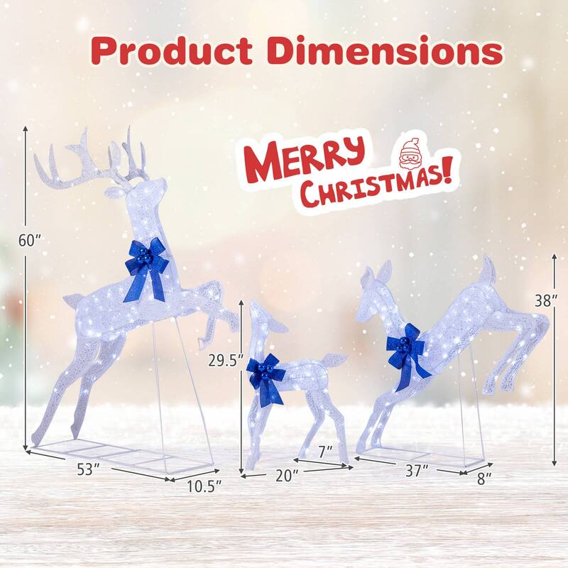 Costway 3 PCS Lighted Christmas Reindeer Family Set Holiday Decoration - See Details