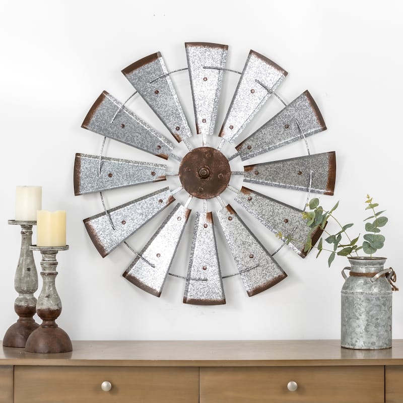 Glitzhome Farmhouse Rustic Wind Spinner Wall Decor