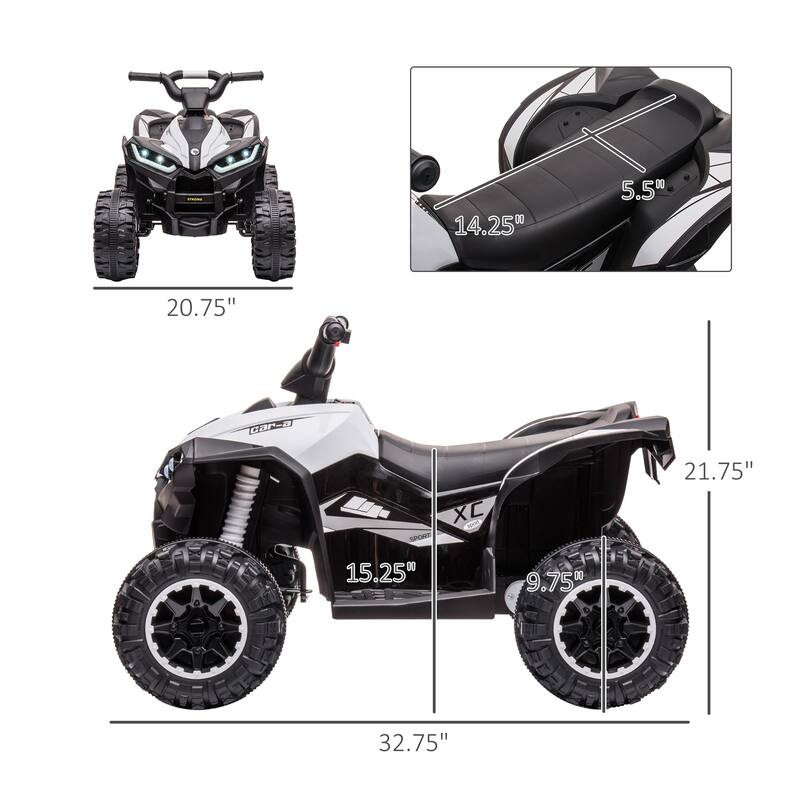 12V Kids ATV Quad Car with Four Wheeler for Kids with Wear-Resistant Wheels, Music, Electric Ride-on ATV for Ages 3+ Years Old