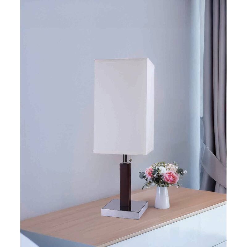 26"H BROWN SQUARE WOODEN TABLE Lamp (1PC/CTN) (0.92/5.55)