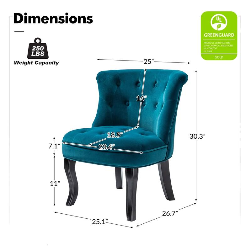 Paolino 25.1" Wide Traditional Velvet Button-tufted Back Stools with Wood Legs by HULALA HOME