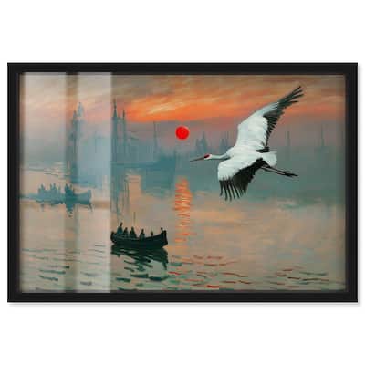 Crane Sunset Shadowbox by Art Remedy