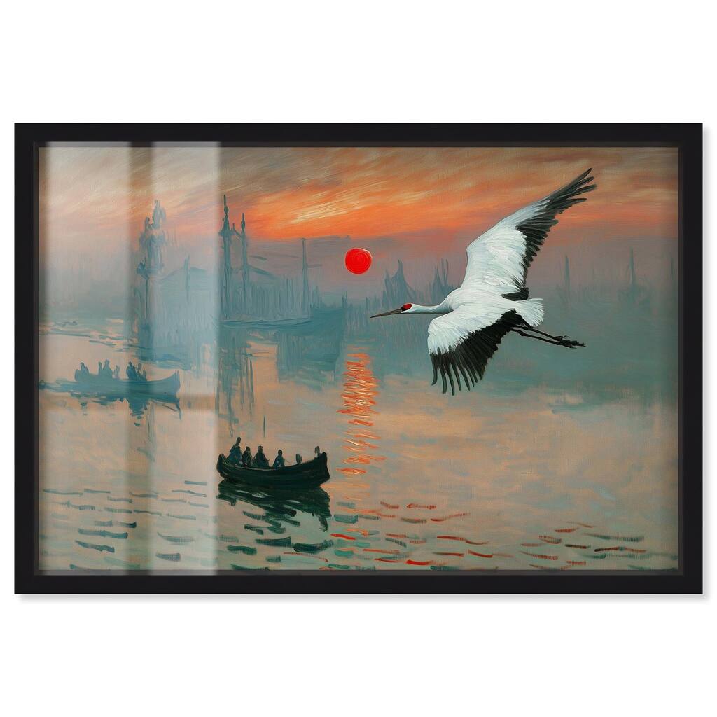 Crane Sunset Shadowbox by Art Remedy
