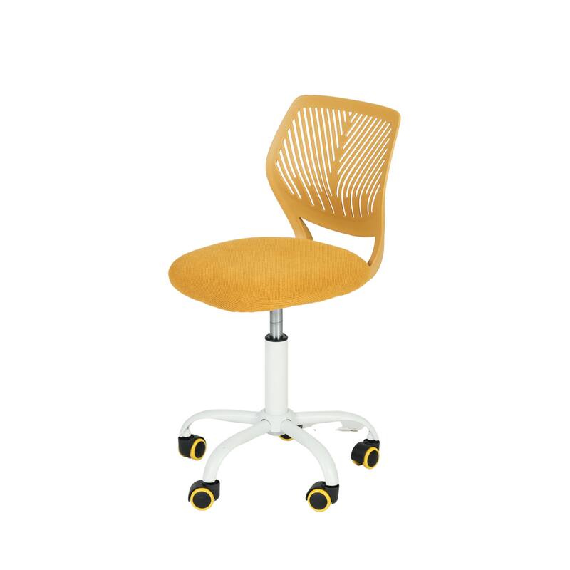 Writing Task Chair 360 Swivel,Low Mid PP Mesh Back Fabric Seat, Height Adjustable - Yellow