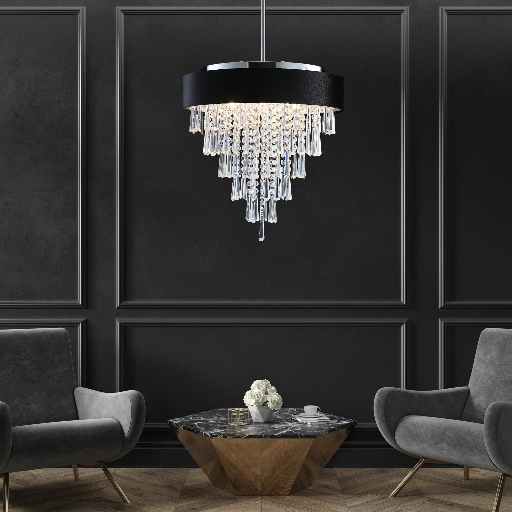 Modern Round Crystal Chandelier for Living Room - Luxury Home Decor Light Fixture