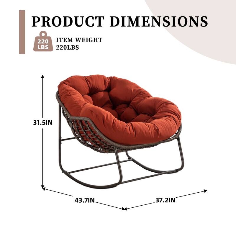 Outdoor rattan rocking chair, padded penguin rocking chair,lounge chair Outdoor for Front Porch,Living Room,Patio,Garden