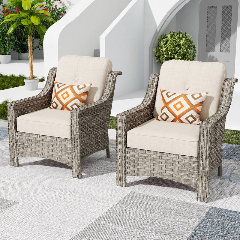 XIZZI 2-piece Patio Furniture Wicker Outdoor Chair Set - Beige