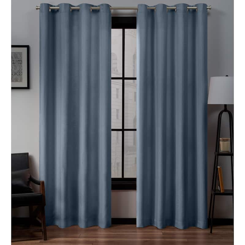 ATI Home Loha Linen Grommet Top Curtain Panel Pair - 54x84 - Blue