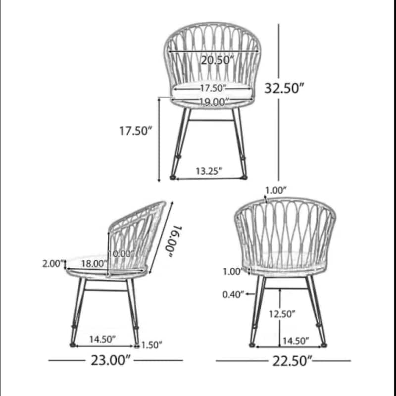 TAVON CHAIR 2PCS Set with Cushions Gray PE Rattan and Iron Outdoor Garden Furniture Boho Industrial Style