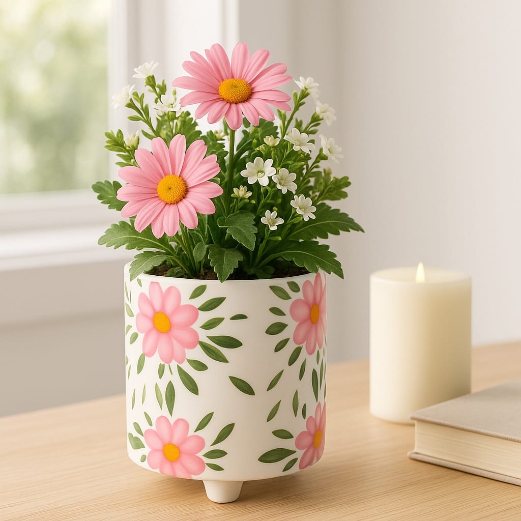 Planter Outdoor Stylish Cute Hand Painted Flower Design