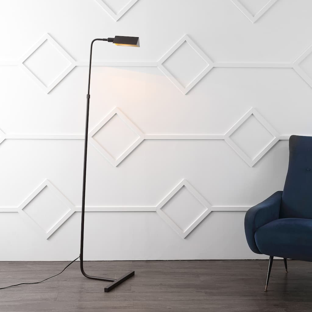 Shishen 66" MidCentury Industrial Metal Adjustable Pharmacy LED Floor Lamp, Oil Rubbed Bronze, by JONATHAN Y