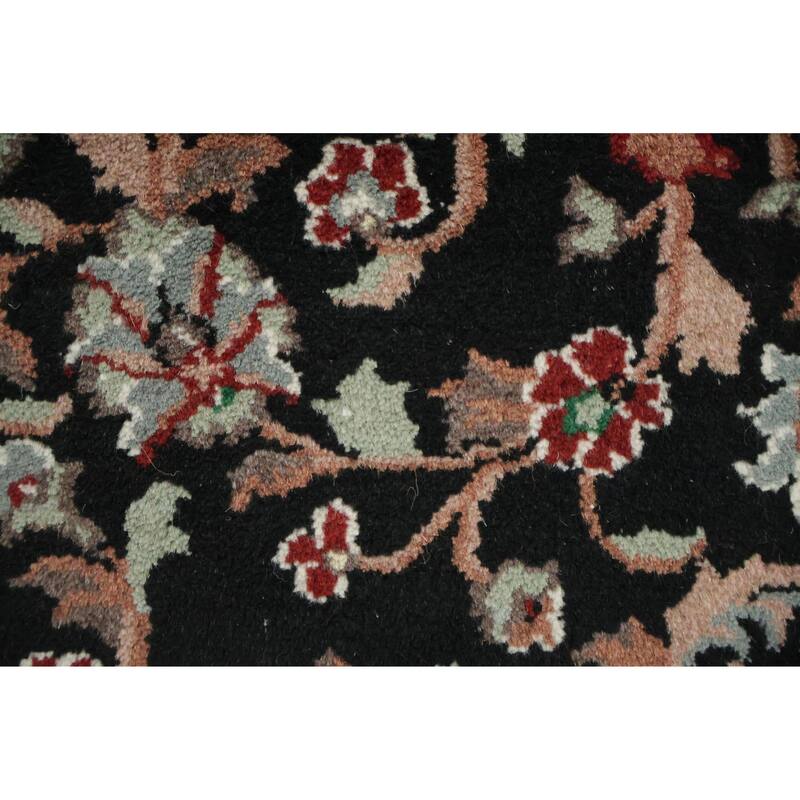 Hand Knotted Oriental 100% Wool Carpet Traditional All-Over Black Agra Area Rug - 6' 1'' X 4' 0''