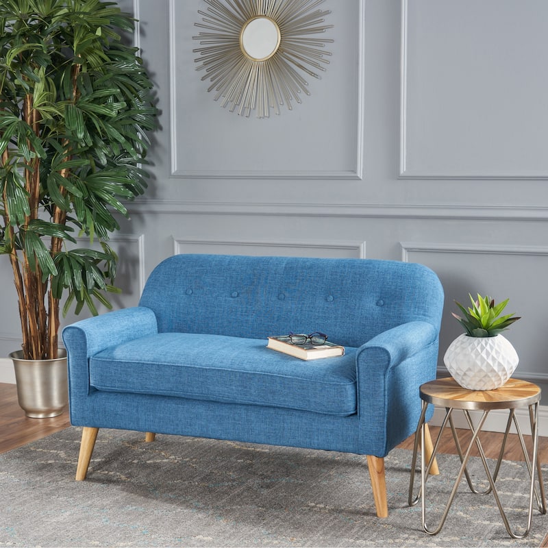 Mariah Mid-Century Fabric Loveseat by Christopher Knight Home - Blue