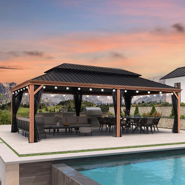 史上最も激安 PURPLE LEAF Gazebo Roof Steel Galvanized Gazebo Hardtop その他