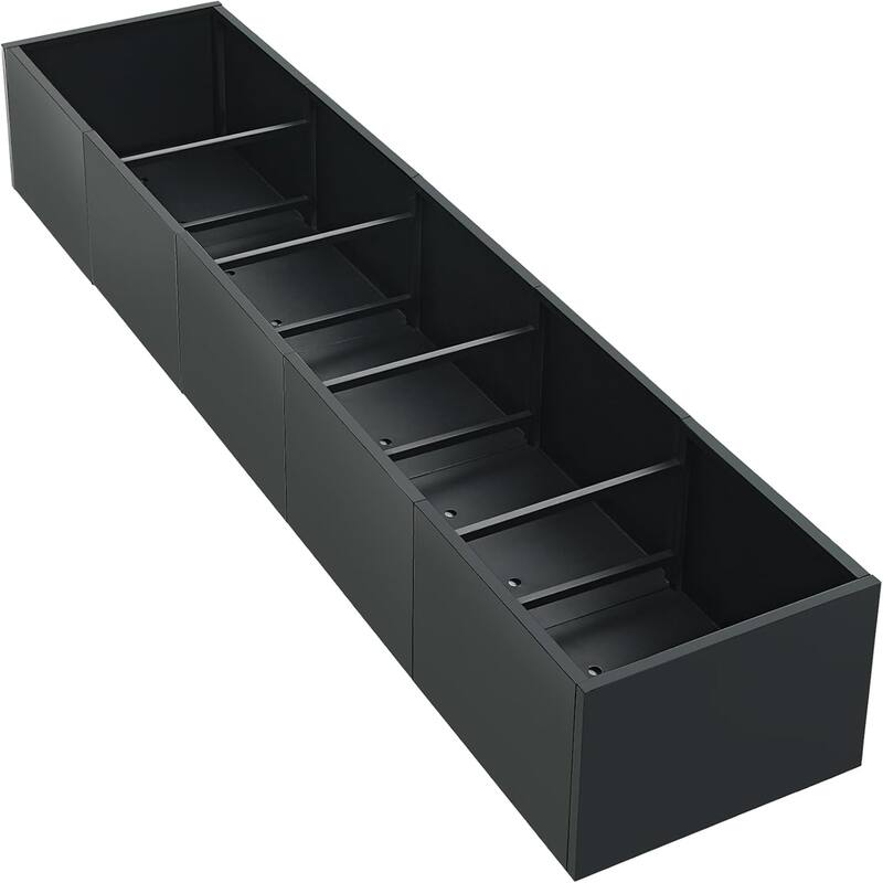18x18x12 in Snap-Together Metal Raised Garden Bed Modern Black Square Planter With Base