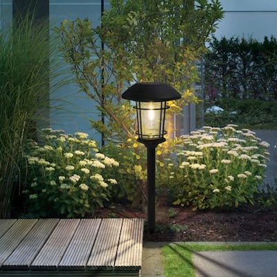 Outdoor Glass Solar Pathway Lights - Aluminum & Steel Frame (Set Of 5)