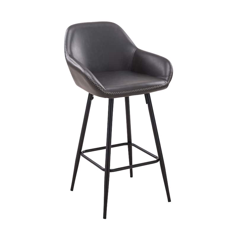 Willow Upholstered Vintage 26in Bar Stool with Metal Legs (SET OF2) - Dark Grey