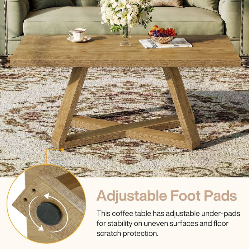 Rectangle Coffee Table for Living Room, Farmhouse Cocktail Tea Table