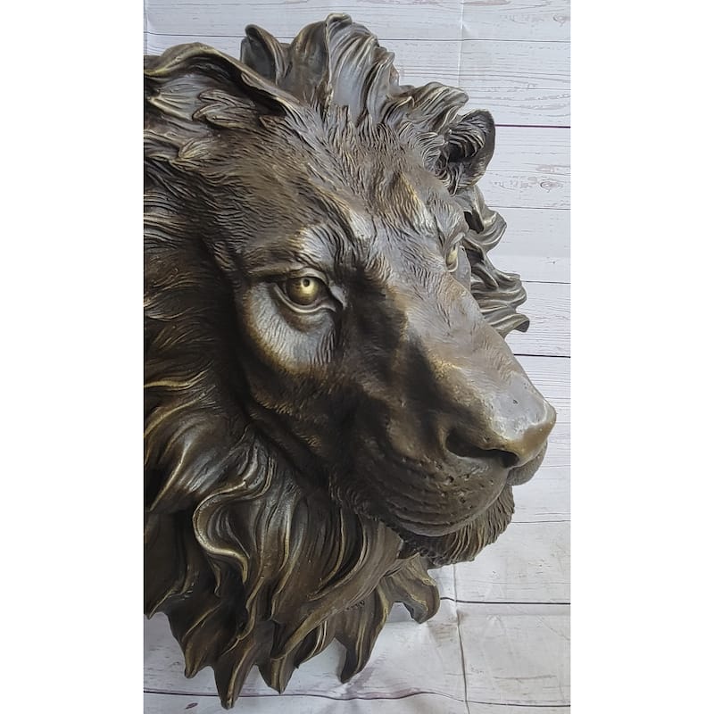 Wall Mounted Hanging Lion Head Bust Sculpture Decor Signed Original Milo 18 Inches X 18 Inches