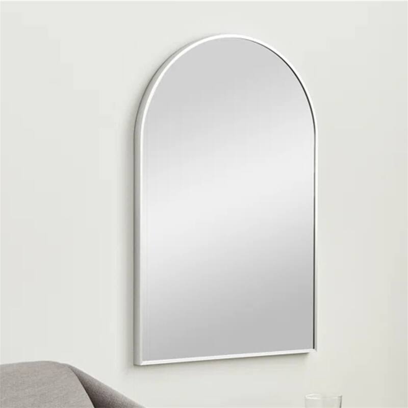 24"x36" Metal Framed Arched Mirror with Shatterproof Film and Hooks