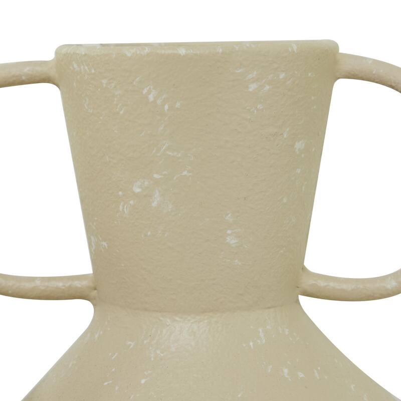 Beige Metal Decorative Vase with Handles (Set of 2)