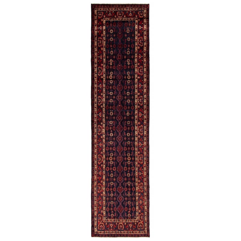 ECARPETGALLERY Hand-knotted Andelz Navy Wool Rug - 3'5 x 13'7 - Dark Navy - 3'5 x 13'7